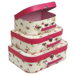 Set Of 3 Rose Mini Suitcases