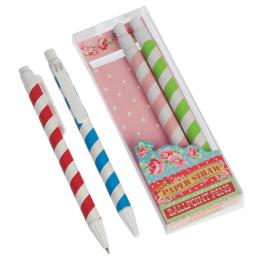 Set Of 4 Stripy Paper Straw Pens