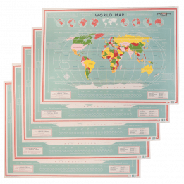 World Map Wrapping Paper (5 Sheets)