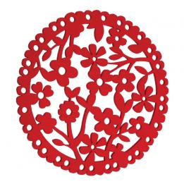 Small Red Felt Floral Round Placemat