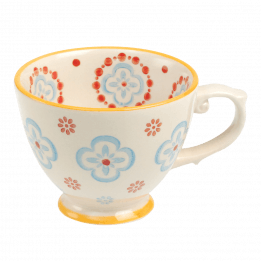 Stoneware Tea Cup Cinnamon Flower