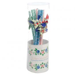 Set Of 12 Rambling Rose Windmill Paper Straws