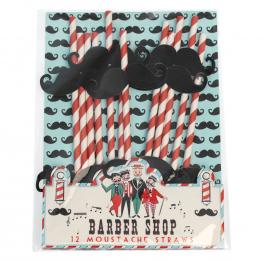 Set Of 12 Barber Shop Moustache Paper Straws