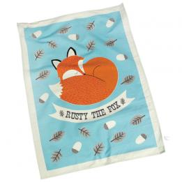 Rusty The Fox Cotton Tea Towel In Gift Box