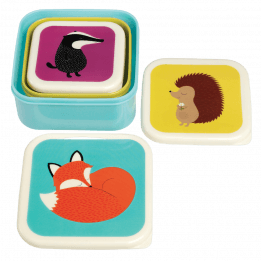 Set Of 3 Rusty Fox And Friends Snack Boxes