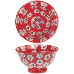 Red Hand Painted Daisy Bowl