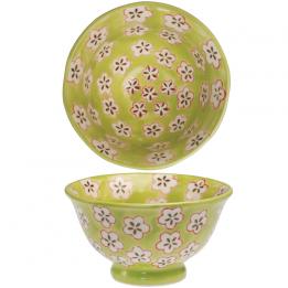 Green Hand Painted Daisy Bowl