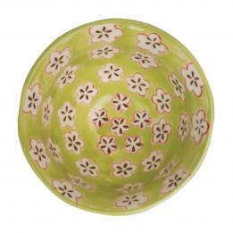 Green Hand Painted Daisy Bowl