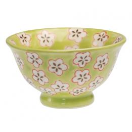 Green Hand Painted Daisy Bowl