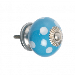 White Spot Blue Ceramic Drawer Knob