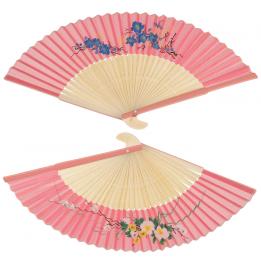 Pink Chinese Bamboo Folding Fan
