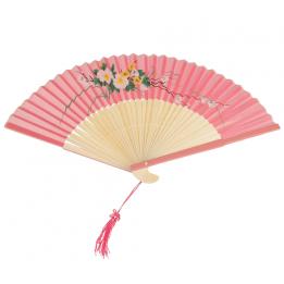 Pink Chinese Bamboo Folding Fan
