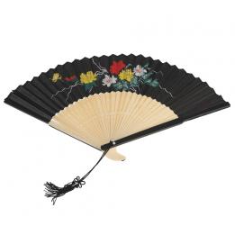 Black Chinese Bamboo Folding Fan
