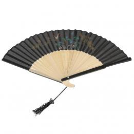 Black Chinese Bamboo Folding Fan