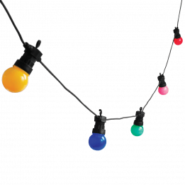 String Of 10 Multicoloured Festoon Lights British Standard 3 Pin Plug