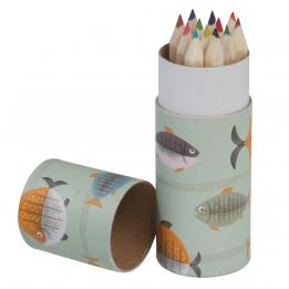 Set Of 12 Colouring Pencils Let'S Go Fishing Design