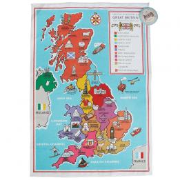 Regional British School Map Tea Towel