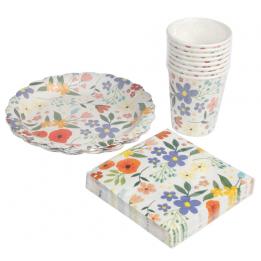 Set Of 8 Summer Meadow Tea Party Plates