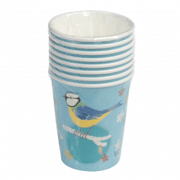 Set Of 8 Blue Tit Design Tea Party Cups