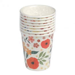 Set Of 8 Summer Meadow Tea Party Paper Cups