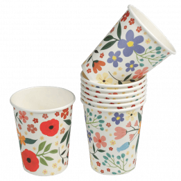 Set Of 8 Summer Meadow Tea Party Paper Cups