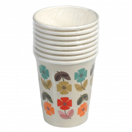 Set Of 8 Mid Century Poppy Tea Party Paper Cups