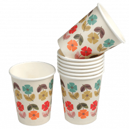 Set Of 8 Mid Century Poppy Tea Party Paper Cups