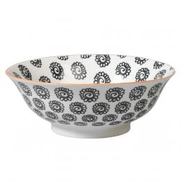 Japanese Salad Bowl Black Flowers