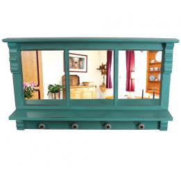 Vintage Mantle Shelf Mirror With Four Hooks