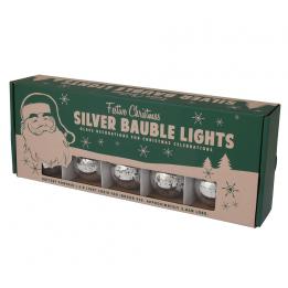 Ten Large Antique Style Silver Led Baubles