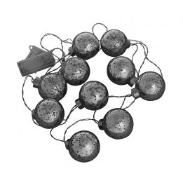 Ten Large Antique Style Silver Led Baubles