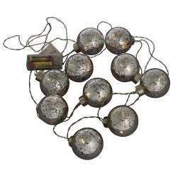 Ten Large Antique Style Silver Led Baubles