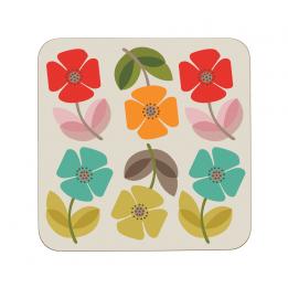 Mid Century Poppy Coaster