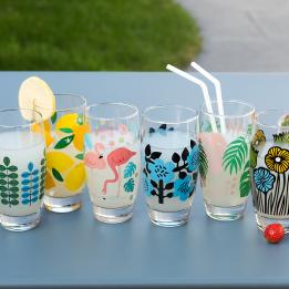 Tropical Palm Drinking Glass