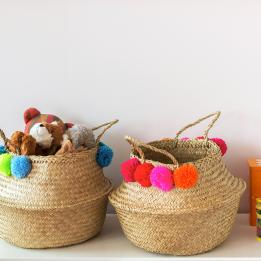 Pink Pom Pom Belly Basket