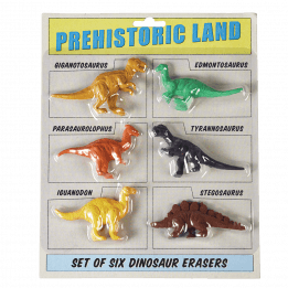 Prehistoric Land Erasers (set Of 6)