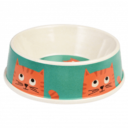 Chester The Cat Bamboo Cat Food Bowl