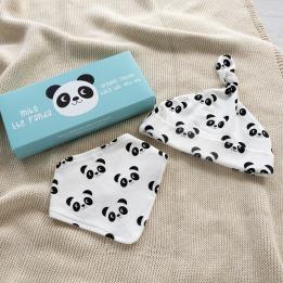 Miko The Panda Organic Cotton Babies Hat And Bib Set