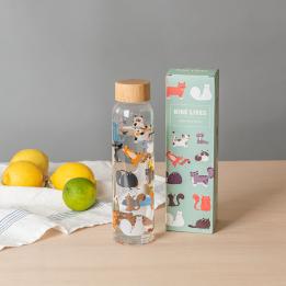 Nine Lives Glass Water Bottle