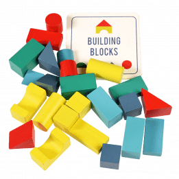 Wooden Building Blocks In A Tin