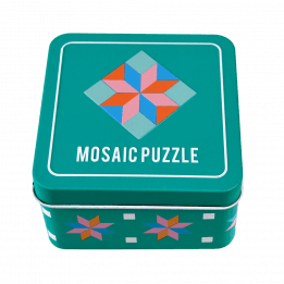 Wooden Mosaic Puzzle In A Tin