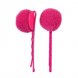 Pink Pom Pom Hair Grips