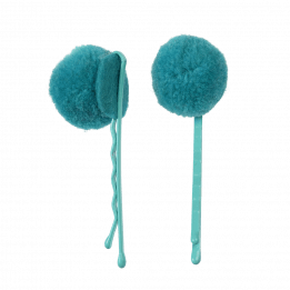 Turquoise Pom Pom Hair Grips