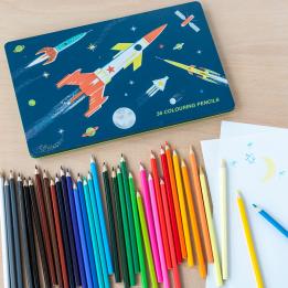 Space Age 36 Colouring Pencils In A Tin