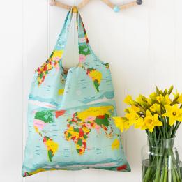 World Map Recycled Foldaway Shopper Bag