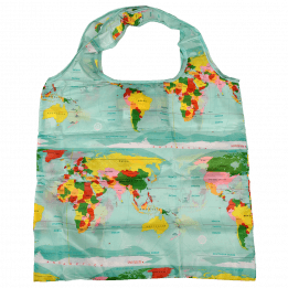 World Map Recycled Foldaway Shopper Bag