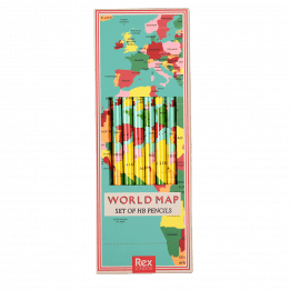 World Map Hb Pencils (set Of Six)