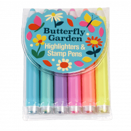 Butterfly Garden Highlighters & Stamp Pens (set Of 6)