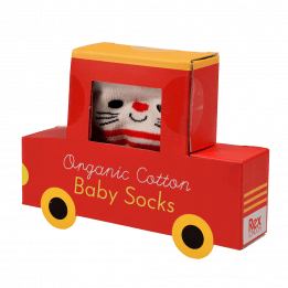 Red Cat baby socks (one pair) box front side