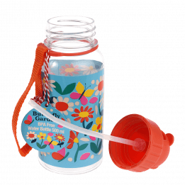 Butterfly Garden kids water bottle with lid unscrewed